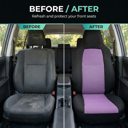 FH Group Automotive Front Car Seat Covers for SUV, Trucks, Sedan and More - Universal Fit Rear Solid Bench Design Interior Accessories - 3D Mesh Fabric Center Panel - Purple