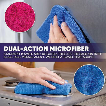 Microfiber Wholesale Pronto Cloths, Dual-Sided Microfiber Cleaning Towels, Soft Plush & Scrub Cloths for Dusting, Scrubbing, Kitchen, Windows & Car Detailing, Absorbent Bulk 25-Pack Multicolor