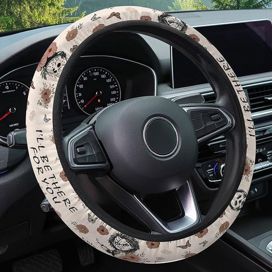 GENANY Dark Horror Steering Wheel Cover, Non Slip Polyester Car Wheel Protector for Car SUV Truck, Universal 15 Inch