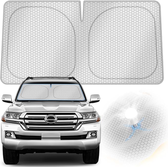 helloleiboo Graphene Car Windshield Sun Shade – 57" x 31" Foldable Car Sun Shade, Advanced Heat Absorption & UV Protection, Universal Fit for Cars, SUVs & Trucks