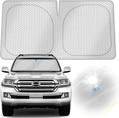 helloleiboo Graphene Car Windshield Sun Shade – 57" x 31" Foldable Car Sun Shade, Advanced Heat Absorption & UV Protection, Universal Fit for Cars, SUVs & Trucks