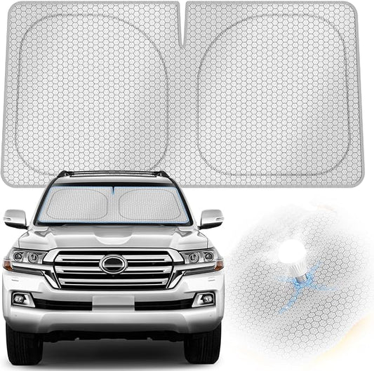 helloleiboo Graphene Car Windshield Sun Shade – 57" x 31" Foldable Car Sun Shade, Advanced Heat Absorption & UV Protection, Universal Fit for Cars, SUVs & Trucks