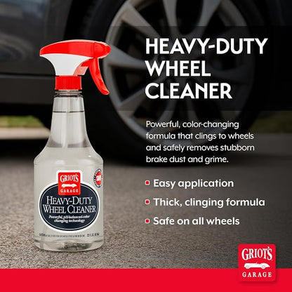 Griot's Garage Heavy-Duty Wheel Cleaner for All Wheel Finishes, Breaks Down and Removes Stubborn Brake Dust and Grime, PH Balanced, Non-Acidic, 10973, 22oz