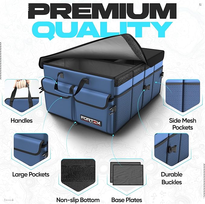 FORTEM Trunk Organizer For SUV Car Trunk Organizer, Foldable Storage, Car Accessories for Women Men, Collapsible Bag, 600D Oxford, Non Slip Bottom, Straps, Soft Cover (65L)