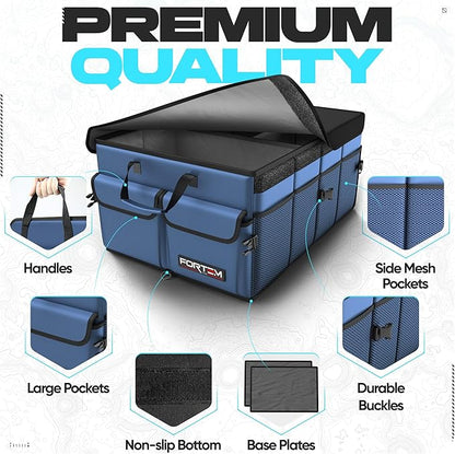 FORTEM Trunk Organizer For SUV Car Trunk Organizer, Foldable Storage, Car Accessories for Women Men, Collapsible Bag, 600D Oxford, Non Slip Bottom, Straps, Soft Cover (65L)