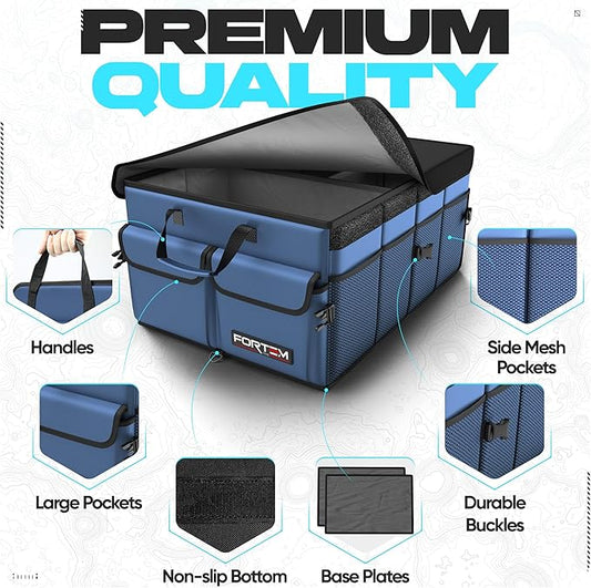FORTEM Trunk Organizer For SUV Car Trunk Organizer, Foldable Storage, Car Accessories for Women Men, Collapsible Bag, 600D Oxford, Non Slip Bottom, Straps, Soft Cover (65L)