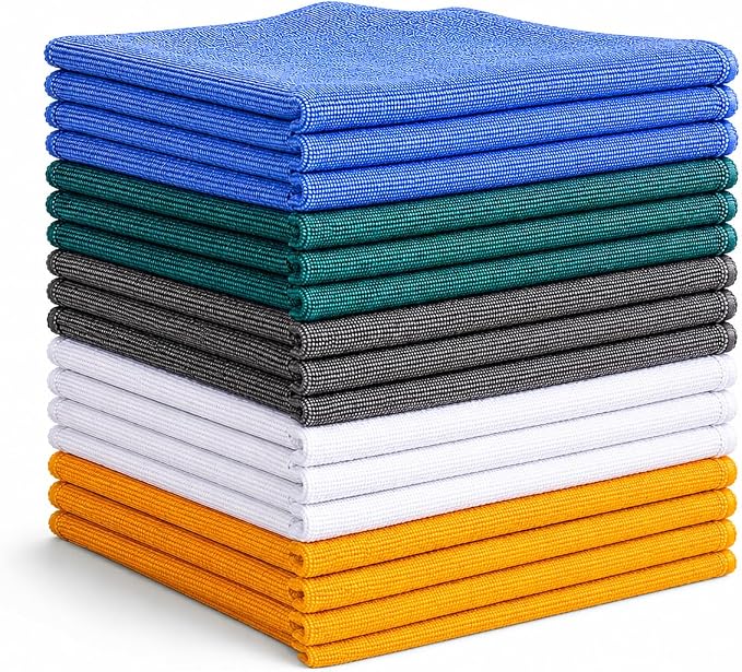 Microfiber Cleaning Cloths 15"x15" – Lint-Free Multi-Surface Household Cleaning Cloths, Highly Absorbent Reusable Microfiber Towels for Kitchen, Glass, Bathroom, Car & Home – 25 Pack