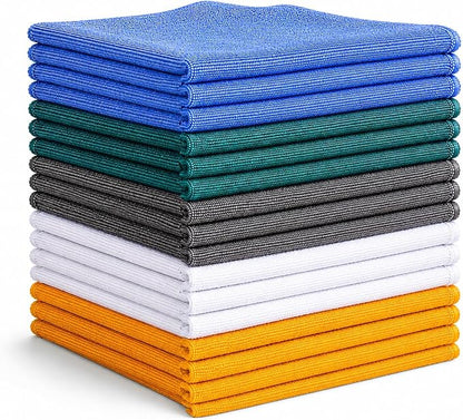 Microfiber Cleaning Cloths 15"x15" – Lint-Free Multi-Surface Household Cleaning Cloths, Highly Absorbent Reusable Microfiber Towels for Kitchen, Glass, Bathroom, Car & Home – 25 Pack