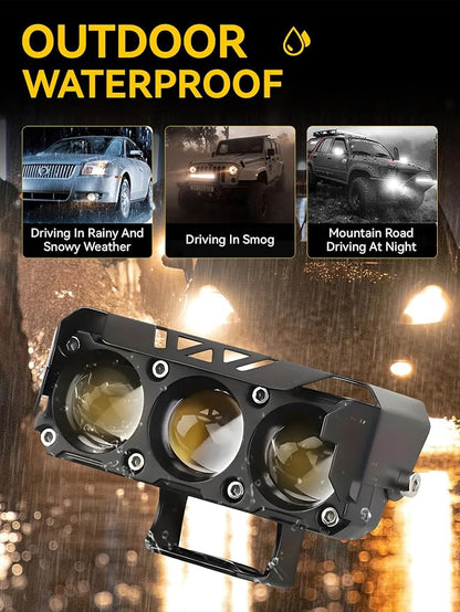 Motorcycle Driving Lights Yellow White Dual Color 8-85V 40W LED Fog Lights Waterproof Spotlight Auxiliary Lights for Motorcycle ATV UTV SUV Truck Boat Tractor Universal 2 Pack