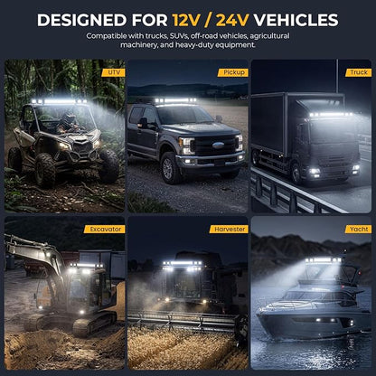 LED Light Bar for Truck - 32 inch Light Bar and 4 Inch Led Pods Flood Spot Combo Beam Tractor Work Lights Super Bright Off Road Driving Lights with Wiring Harness for UTV ATV Boat
