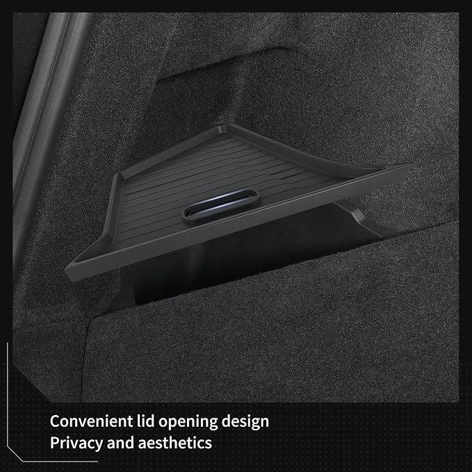 LUCKEASY Rear Trunk Storage Bins for Tesla Model Y Juniper 2025 2026 | Model Y Standard & Premium & Performance, Trunk Side Storage Box with Lids, Rear Cargo Garbage Bins, TPE, Accessories, Black