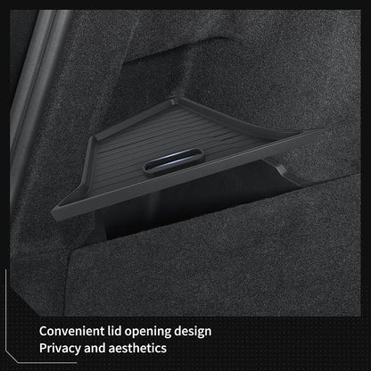 LUCKEASY Rear Trunk Storage Bins for Tesla Model Y Juniper 2025 2026 | Model Y Standard & Premium & Performance, Trunk Side Storage Box with Lids, Rear Cargo Garbage Bins, TPE, Accessories, Black