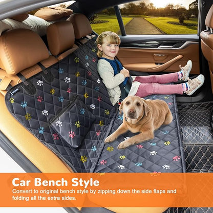 URPOWER Dog Car Seat Cover for Pets 100% Waterproof Seat Cover Hammock 600D Heavy Duty Scratch Proof Nonslip Durable Soft Back Seat Covers for Full Size Trucks