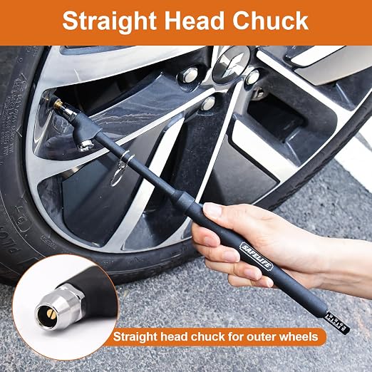 SAFELIFE Tire Pressure Gauge Heavy Duty Air Pressure Tire Gauge, Straight-on Foot Dual Head Chucks, Frosted Black, 10-150PSI 100-1000KPa for Semi Truck Car RV Van (1)