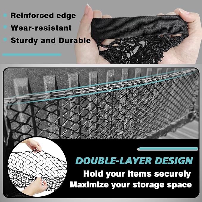 BestEvMod Cargo Mesh Net for Pickup Truck Bed Fit for Tesla Cybertruck 2026 2025 2024 Accessories Mesh Extra Strong Hook Stretchable Trunk Organizer Cargo Net(Stand Envelope Net, Reinforced POM Hooks)