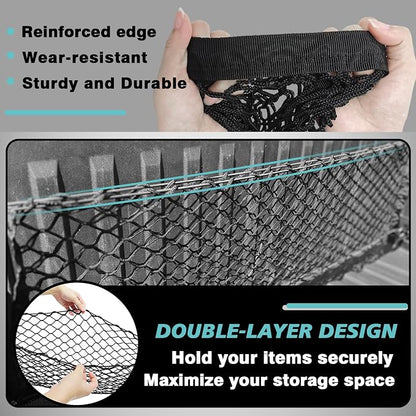 BestEvMod Cargo Mesh Net for Pickup Truck Bed Fit for Tesla Cybertruck 2026 2025 2024 Accessories Mesh Extra Strong Hook Stretchable Trunk Organizer Cargo Net(Stand Envelope Net, Reinforced POM Hooks)