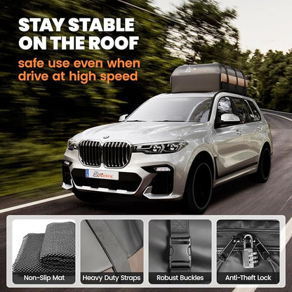 Asinking Car Rooftop Cargo Carrier Bag, 15 Cubic Feet Waterproof Roof Cargo Bag for Sedan SUV Minivan, Fit Vehicles with/Without Roof Rack, Sidebars & Crossbars - Max Size 44" L x34 W x17 H