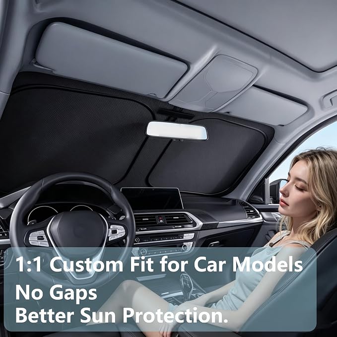 Gven Windshield Sun Shade for Chevrolet Silverado 1500 2019-2024 2025 2026 Car Accessories Sun Visor for Front Windshield & Window Sun Shade Cover, UV Heat Blocker & Protector (Silverado)