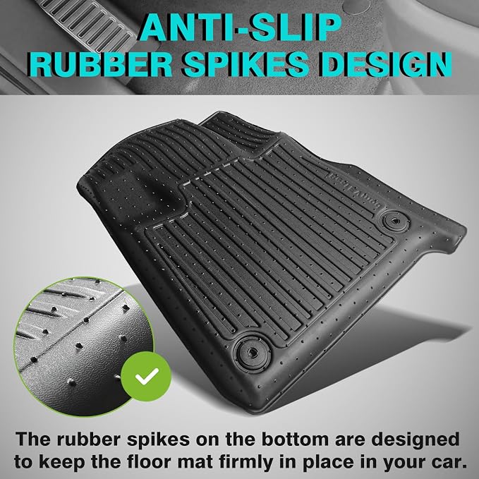 BestEvMod All Weather Floor Mats Compatible with Rivian R1T 2025 2026 Anti-Slip 3D Pattern TPE Heavy Duty Rubber Waterproof Non-Slip Floor Liner 1st & 2nd Rows Set Gen 2 Accessories (2025+ R1T)