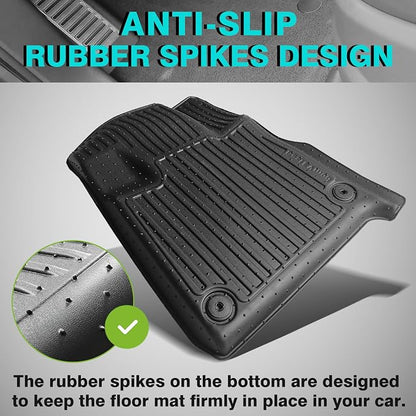BestEvMod All Weather Floor Mats Compatible with Rivian R1T 2025 2026 Anti-Slip 3D Pattern TPE Heavy Duty Rubber Waterproof Non-Slip Floor Liner 1st & 2nd Rows Set Gen 2 Accessories (2025+ R1T)