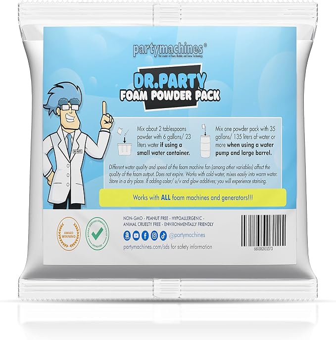 Partymachines Foam Powder - Great for the Skeptic who Want to use Powder Packs in Their Foam Cannon - Test This Product in the Large Party Bubble generators - just Like the Video on This Page