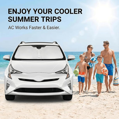 for Toyota Prius Windshield Sunshade 2016-2022, Front Window Sunshade Custom Fit Prius Hatchback Accessories Sun Visor Foldable Shade Blocks UV Rays Must Have Accessories (Not for PriusC or PriusV)