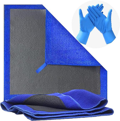 Mnixy Microfiber Clay Bar Towel Pack of 2 with 2 Gifted Gloves Fine Grade Auto Detailing Towel Clay Bar Alternative (Blue)