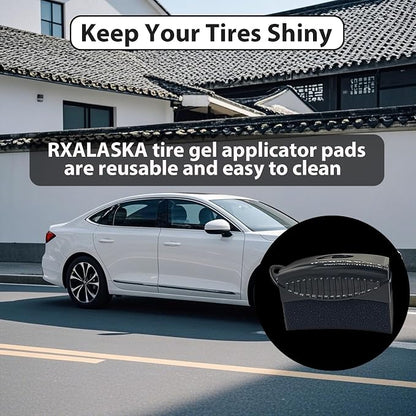2 Pack Tire Shine Applicator Pads, Reusable Tire Dressing Applicator Sponge, Curved Tire Gel Applicator Forms with Lid, Black Tire Applicator Pads for Car Cleaning Detailing