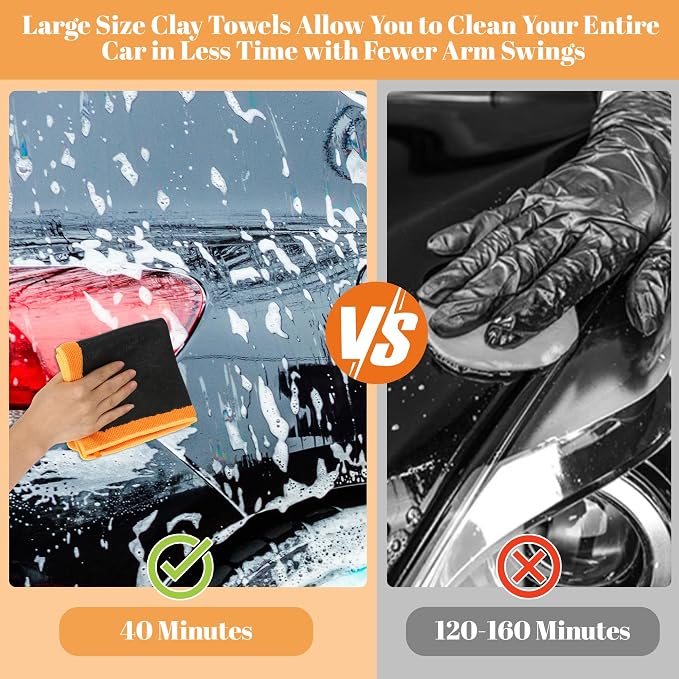 Clay Towel 2 Pack 12 x 12 Inch, Purple Clay Bar Towel for Auto Detailing Microfiber Car Cloth Cleaner Automotive for Car Detailing