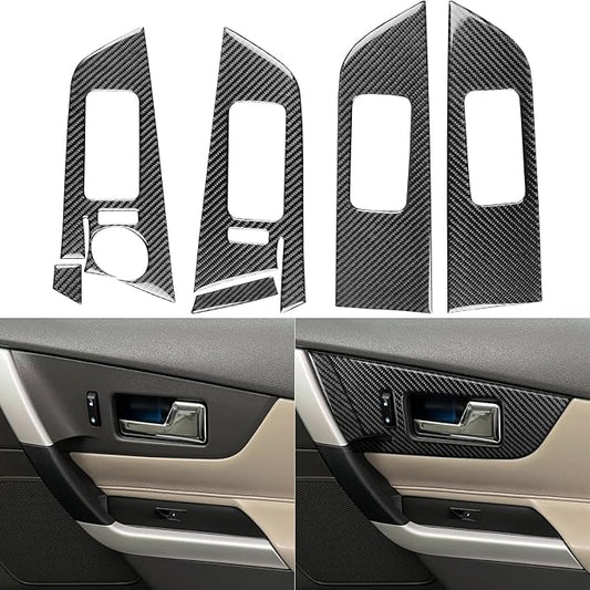 Premium Carbon Fiber Compatible with Ford Edge 2011-2014 2012 2013 SEL/Limited/SE/Sport Accessories Car Inner Door Handle Pull Panel Kit Cover Interior Trim Sticker Decal Black 6PCS