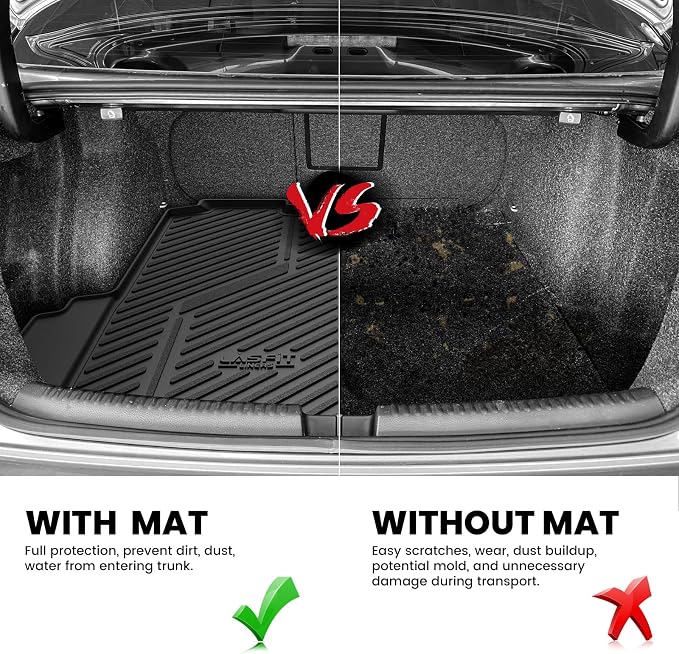 LASFIT Trunk Mat for Volkswagen Jetta 2011-2018, Custom Fit All-Weather TPE Rubber Cargo Mat for VW Jetta Accessories Trunk Liner Cargo Liner, Waterproof, Easy to Clean, Black