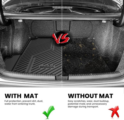LASFIT Trunk Mat for Volkswagen Jetta 2011-2018, Custom Fit All-Weather TPE Rubber Cargo Mat for VW Jetta Accessories Trunk Liner Cargo Liner, Waterproof, Easy to Clean, Black