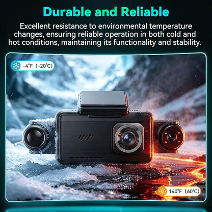 360°View 4 Channel Dash Cam, 5'' IPS Large Screen Dash Camera for Cars, 4K+1080P Front and Rear Inside Left Right, Built-in IR Night Vision, 24H Parking Mode, 64GB SD Card, Wireless APP Transmission
