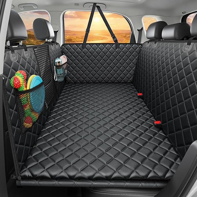 URPOWER 2026 Upgraded Back Seat Extender for Dogs - Large Hard Bottom Dog Car Seat Cover Holds 550lbs, Waterproof Dog Hammock Pet Bed with High-Density Foam Non-Slip Backseat Protector