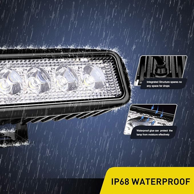 Nilight 2Pcs 18w Spot LED Work Lights LED Pods Fog Lights Off Road Led Lights Driving Lights with16AWG Off Road Wiring Harness Kit-2 Leads