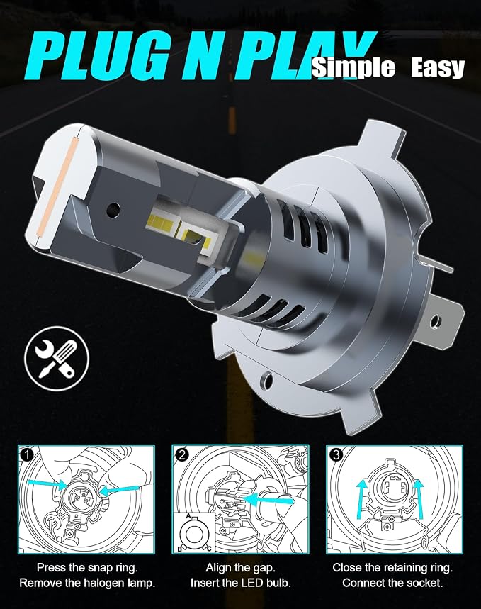 Bulb Combo for Toyota Tacoma 2012 2013 2014 2015 Hi/Lo Beam and Fog light | for halogen H4/9003 High Low Beam and H11/H8/H9 Fog Lamp Bulbs, 6500K Cool white 40W, 4-Pack