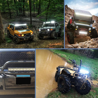 Nilight 20 Inch 420W Triple Row Flood Spot Combo 42000LM Light Bar Driving Boat Led Off Road Lights with Front License Plate Frame Bracket and Switch Wiring Harness Kit