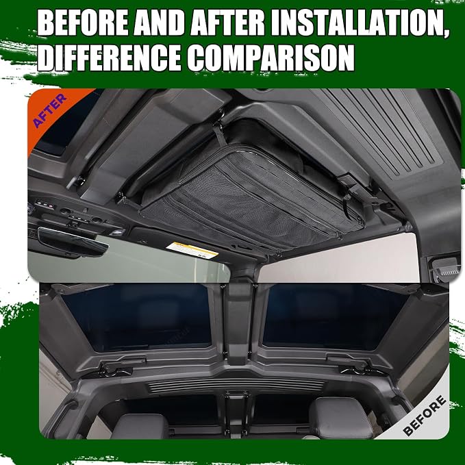 Roof Storage Bags Compatible with Hummer EV Accessories 2022-2026 SUV/SUT Overhead Storage Bag Organizer Cargo with Hardtop Suction Fixing Waterproof Can Foldable Sunshade