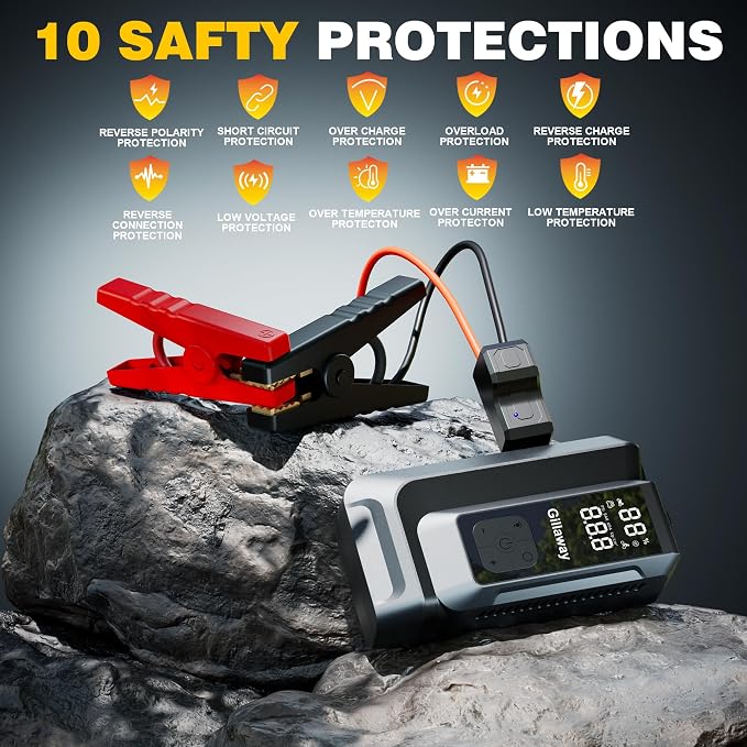 7-in-1 Jump Starter 8000A Car Jumper Starter Portable with 150PSI Portable Air Compressor, 12V Car Battery Charger, Tire Inflator, Flashlight, Power Bank