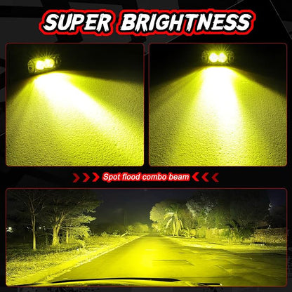 Flush Mount Pod Lights Yellow, Auto Power Plus 2PCS 40W LED Driving Lights Amber LED Pods Off Road Lights Bumper Fog Lights Flush LED Light Bar Backup Light Cube for Truck Pickup ATV UTV Boat 4x4