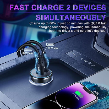 LivTee Smart Car Interior Lights, RGB LED Accent Lights with App Control, Music Mode, DIY Mode, 2-Line Design, Charger Included, Car Accessories for Women