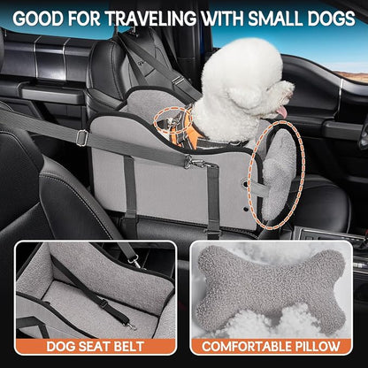 TKYZ Center Console Dog Car Seat,Pet Puppy Car Seat,Middle Console Dog Armrest Booster Seat for Small Dogs(Gray)