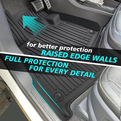 BestEvMod All Weather Floor Mats Compatible with Rivian R1T 2025 2026 Anti-Slip 3D Pattern TPE Heavy Duty Rubber Waterproof Non-Slip Floor Liner 1st & 2nd Rows Set Gen 2 Accessories (2025+ R1T)