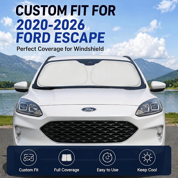 Windshield Sun Shade Sunshade for Ford Escape 2020-2026 | Custom Fit Windshield Cover, Blocks UV Rays, Multi-Layer Heat Shield, Durable Frame, Easy Fold & Storage