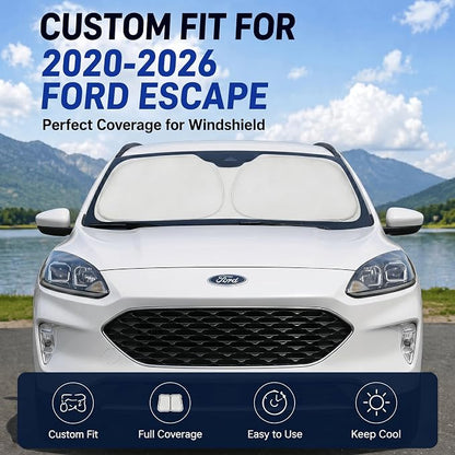 Windshield Sun Shade Sunshade for Ford Escape 2020-2026 | Custom Fit Windshield Cover, Blocks UV Rays, Multi-Layer Heat Shield, Durable Frame, Easy Fold & Storage