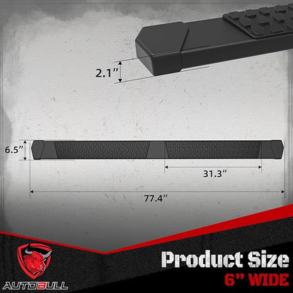 6 Inches Double & Extd Cab Running Boards Side Steps Compatible with 2019-2026 Chevy Silverado/GMC Sierra 1500 (Excl 19 Ld/Lt), 2020-2026 2500HD 3500HD, Black Textured Aluminum Nerf Bars