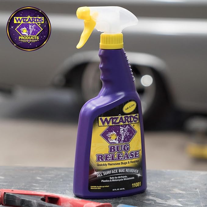 Wizards Bug Release - All Surface Bug Remover and Wash for All Vehicles - Softens and Neutralizes Acidic Bug Protein - Doubles as Spot Cleaner and Pre-Soak Car Cleaner - 22 Fl Oz