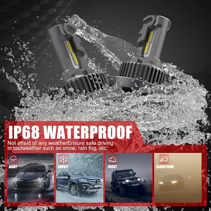 Bulb, 26000LM Super Bright 6500K 800% Brighter Bulbs with Turbo Fan, IP68 Waterproof, Plug-N-Play (H4)