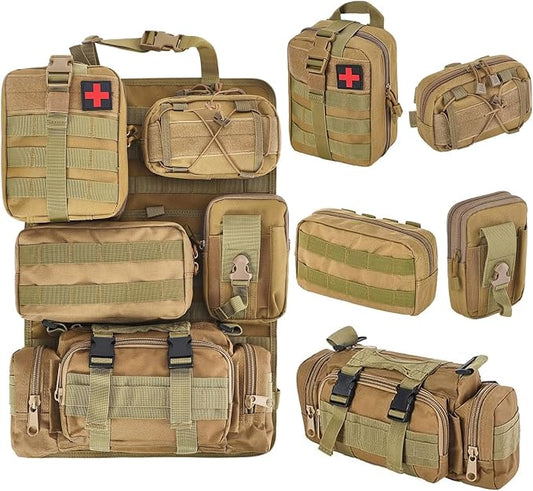 BXBXHD 6 Pack Tactical Truck Organizer Back Seat Storage Car Seat Storage Bag Molle Panels for vehicles, Car and SUV with Lots of Handy Compartments (Khaki)