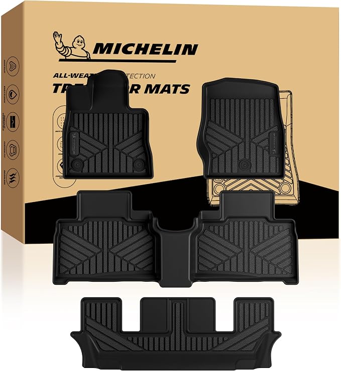 Michelin Vehicle Mats, All-Weather TPE Custom Fit Liner for 2020-2021 Ford Explorer 6-Seat XLT/Limited/ST/Platinum/Limited Hybrid, 2nd Row Captain Seats, Premier